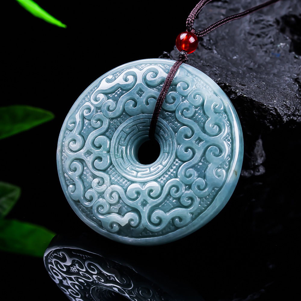 Jewelry & Watches Ltd - 천연 버마산 경옥 꽃 펜던트 목걸이