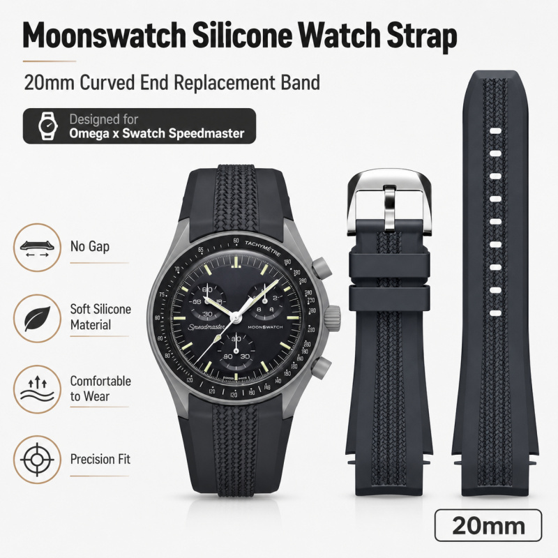 Omega Watch Speedmaster - 20mm 곡선형 엔드 노 갭 실리콘