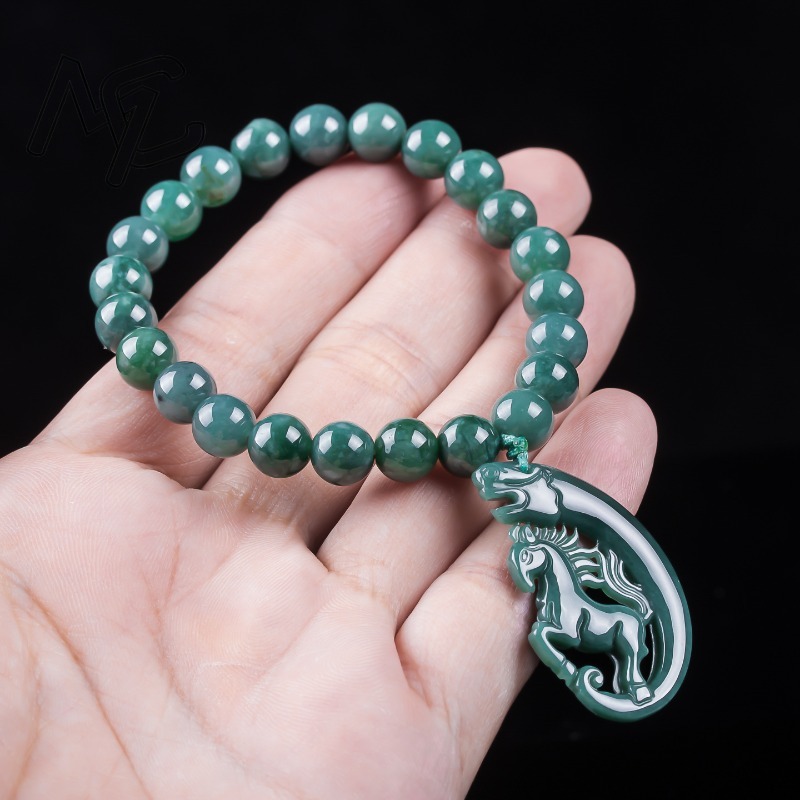 천연 비취 블루 워터 조디악 말 비즈 핸드 니팅 팔찌  - Jewelry & Watches Ltd 리뷰 및 가격