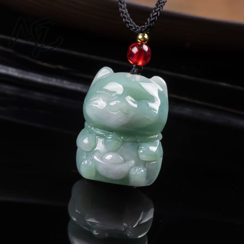 천연 에메랄드 옥 행운의 고양이 펜던트 미얀마 경옥 목 - Jewelry & Watches Review 리뷰 및 가격