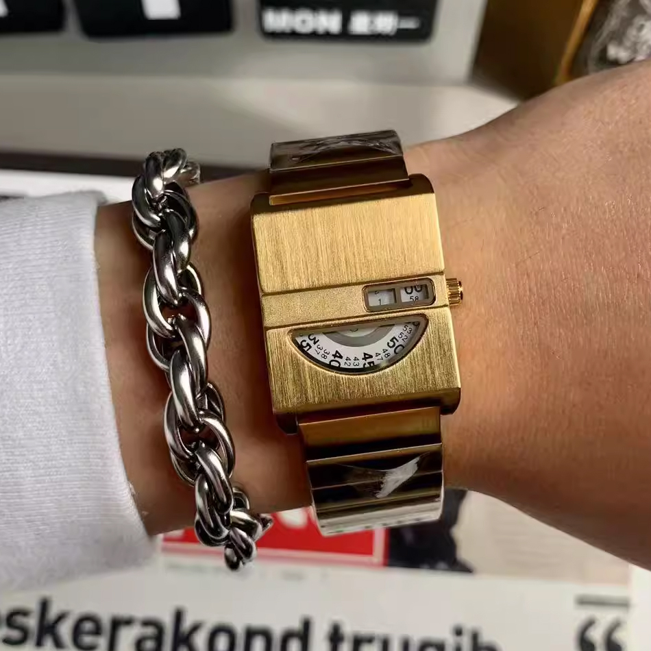남성용 팔찌 시계 사각 시계 스테인리스 스틸 팔찌 골드 - Jewelry Style Watches 리뷰 및 가격