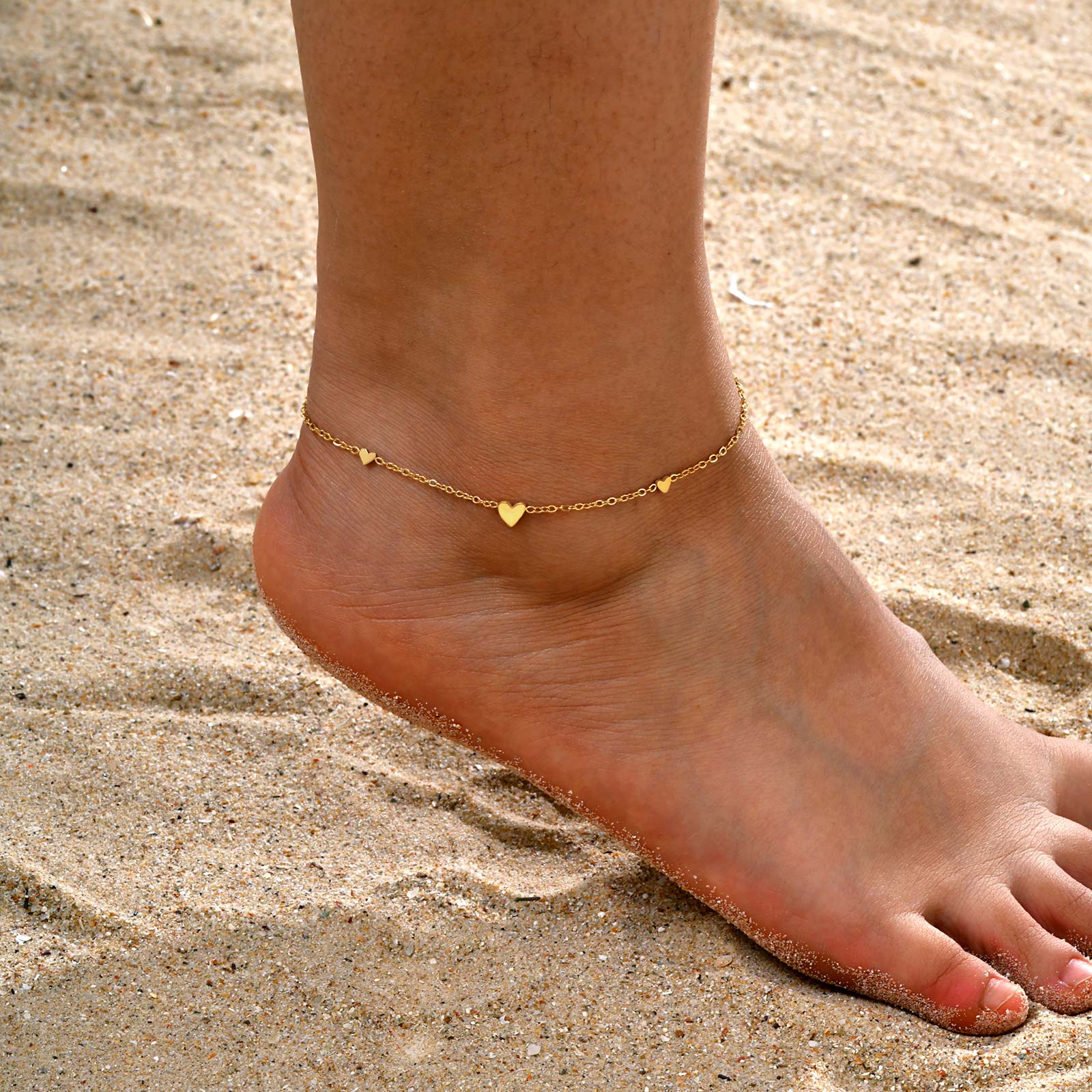 여성을위한 스테인레스 스틸 하트 Anklets, 골드  - Jc Jewelry & Watches Reviews 리뷰 및 가격