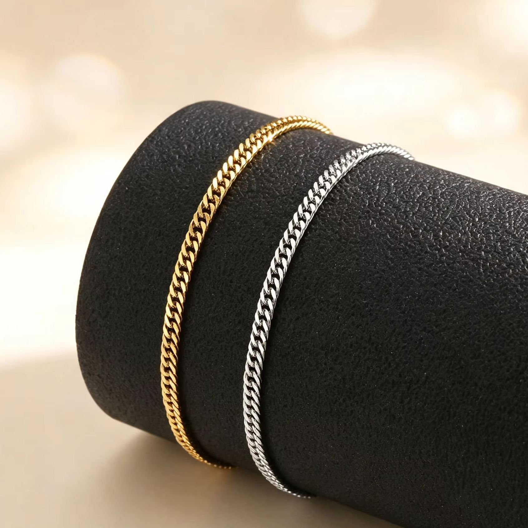 여성용 얇은 쿠바 스타일 발찌, 스테인리스 스틸 커브  - Jc Jewelry & Watches Photos 리뷰 및 가격