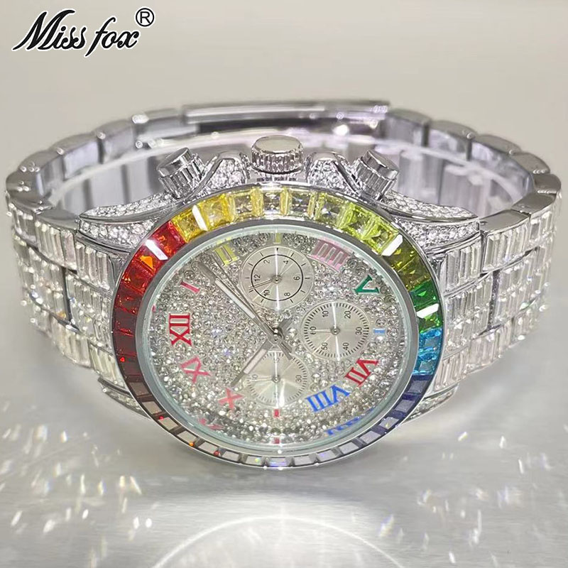MISSFOX-남성용 럭셔리 아이스 패션 브랜드 방수  - Jewelry Style Watches 리뷰 및 가격