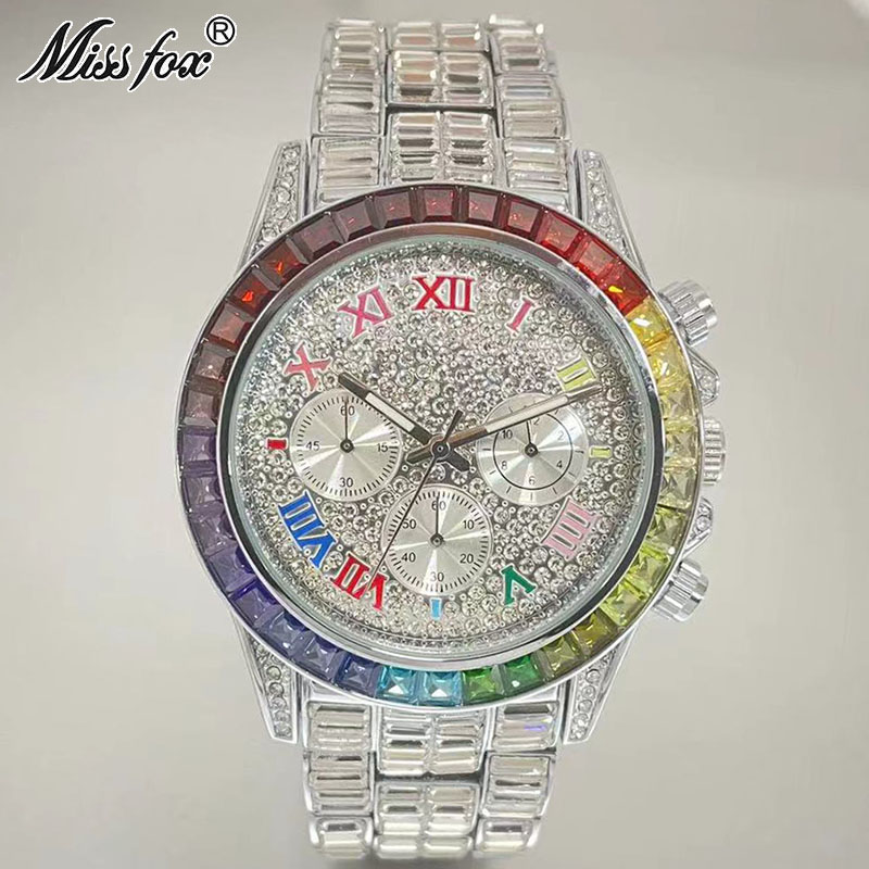 MISSFOX-남성용 럭셔리 아이스 패션 브랜드 방수  - Jewelry Style Watches 리뷰 및 가격