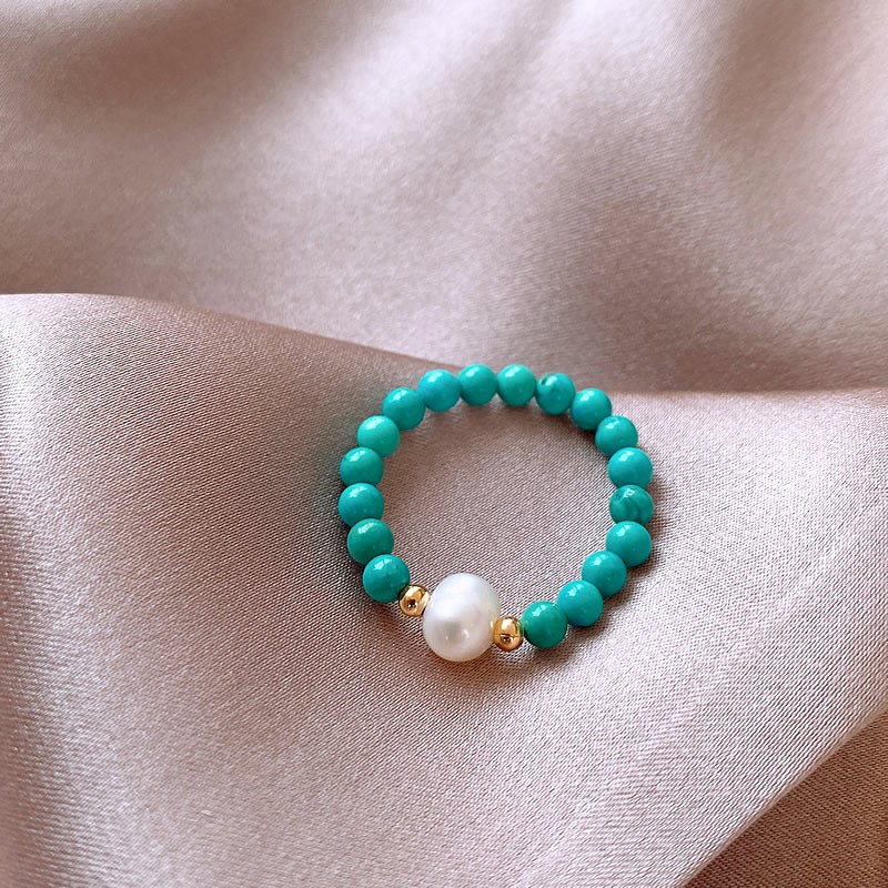 새로운 도착 유행 천연 담수 진주 & 청록색 돌 14K - Turquoise Stone Ring 리뷰 및 가격