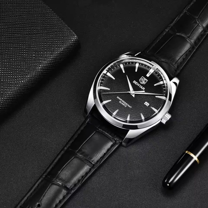 베냐르 5163 최고급 명품 밀리터리 손목시계 가죽 쿼 - Jewelry Style Watches 리뷰 및 가격