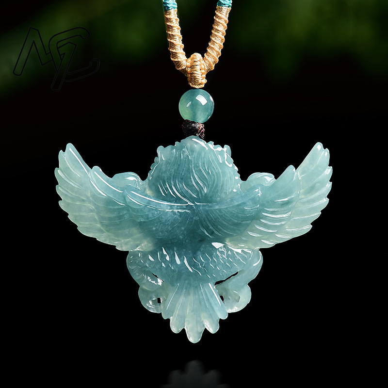 진짜 천연 에메랄드 옥 블루 워터 가루다 록 펜던트 목 - Jewelry & Watches Review 리뷰 및 가격