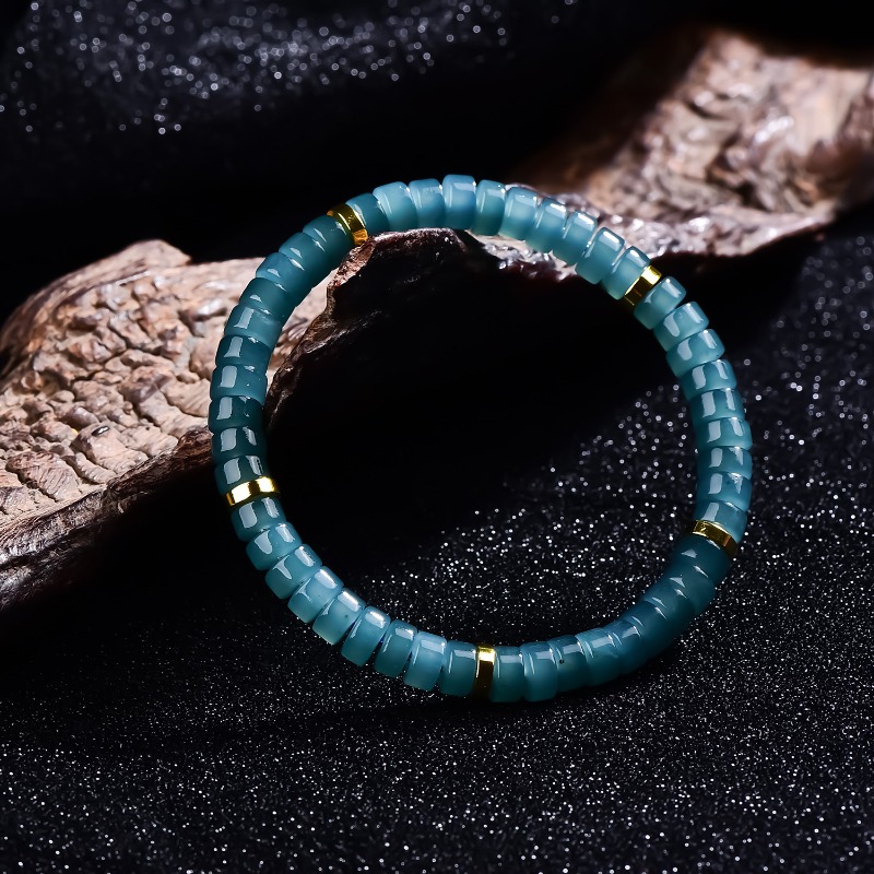 천연 비취 블루 워터 주판 비즈 스페이서 팔찌 고급 품 - Jewelry & Watches Ltd 리뷰 및 가격