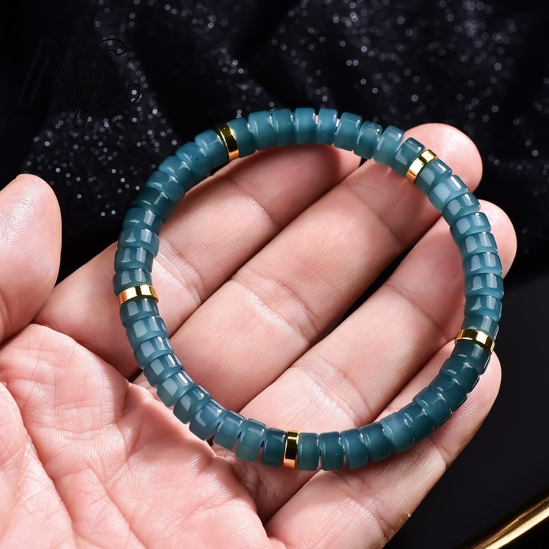 천연 비취 블루 워터 주판 비즈 스페이서 팔찌 고급 품 - Jewelry & Watches Ltd 리뷰 및 가격