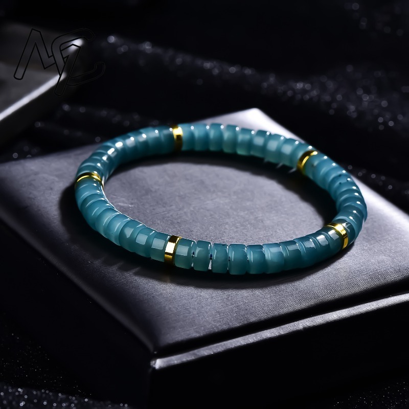 천연 비취 블루 워터 주판 비즈 스페이서 팔찌 고급 품 - Jewelry & Watches Ltd 리뷰 및 가격