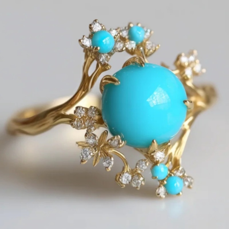 여성용 나뭇가지 모양 속이 빈 반지, 인조 터키석 장식 - Turquoise Stone Ring 리뷰 및 가격
