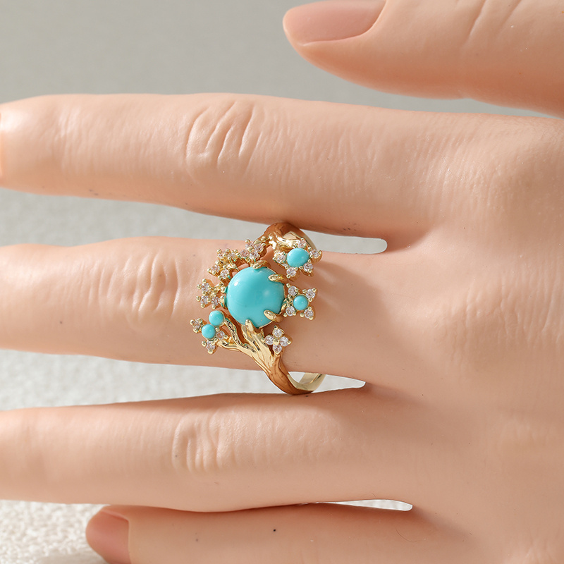 여성용 나뭇가지 모양 속이 빈 반지, 인조 터키석 장식 - Turquoise Stone Ring 리뷰 및 가격