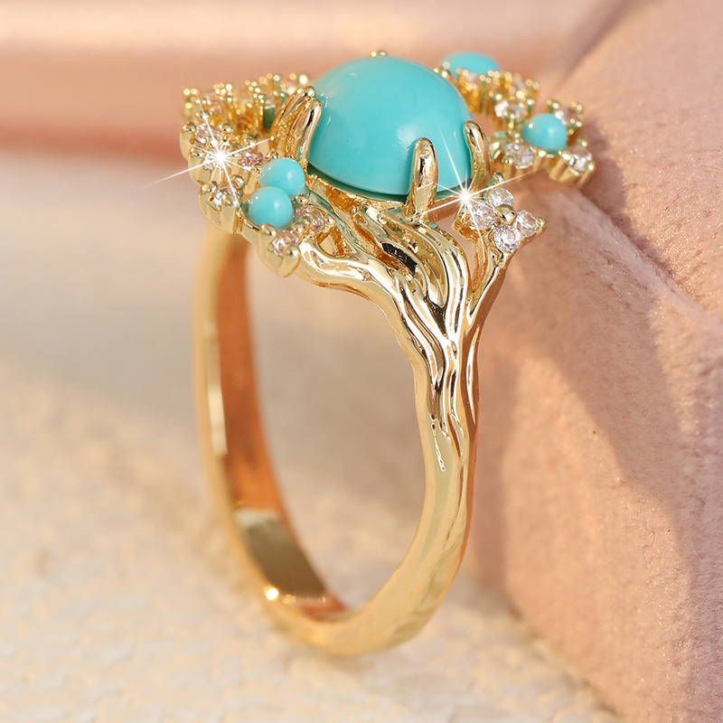 여성용 나뭇가지 모양 속이 빈 반지, 인조 터키석 장식 - Turquoise Stone Ring 리뷰 및 가격