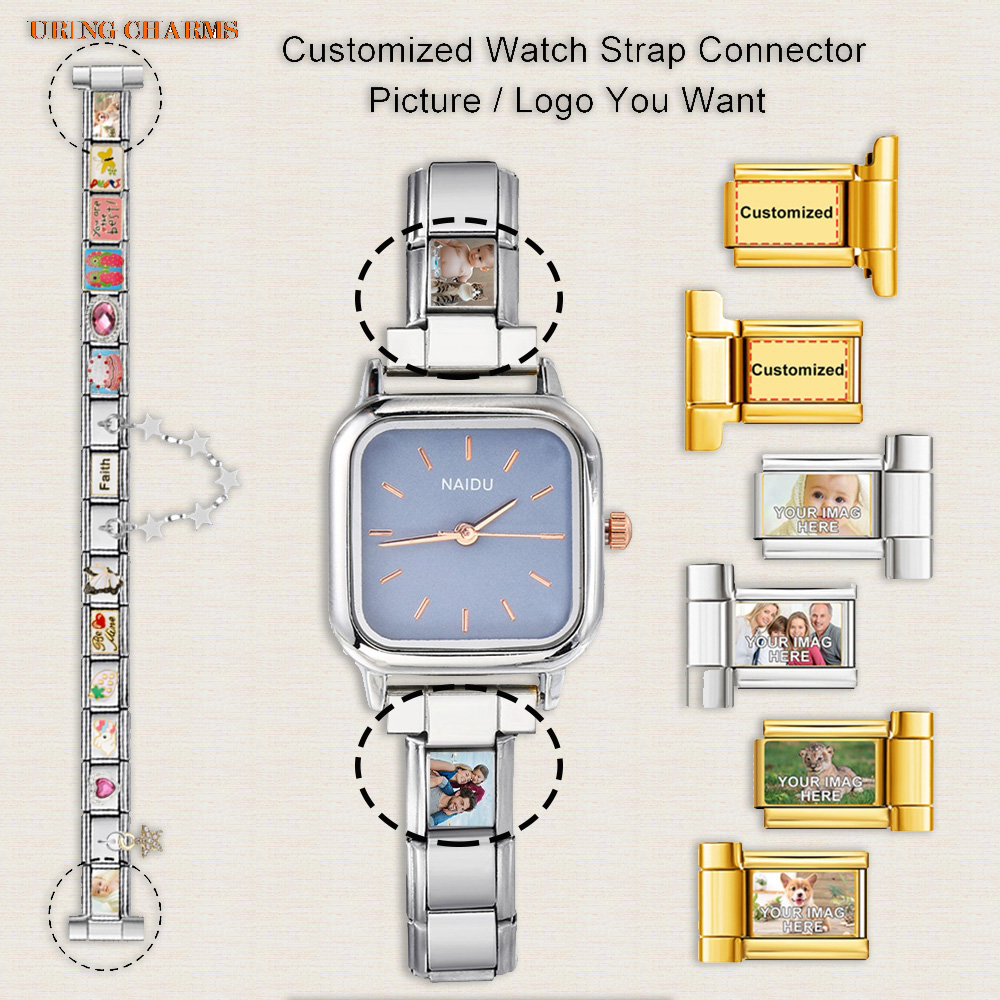 1쌍 사진 로고 맞춤형 시계 스트랩 커넥터 9mm 이탈 - Jewelry Making Watches 리뷰 및 가격