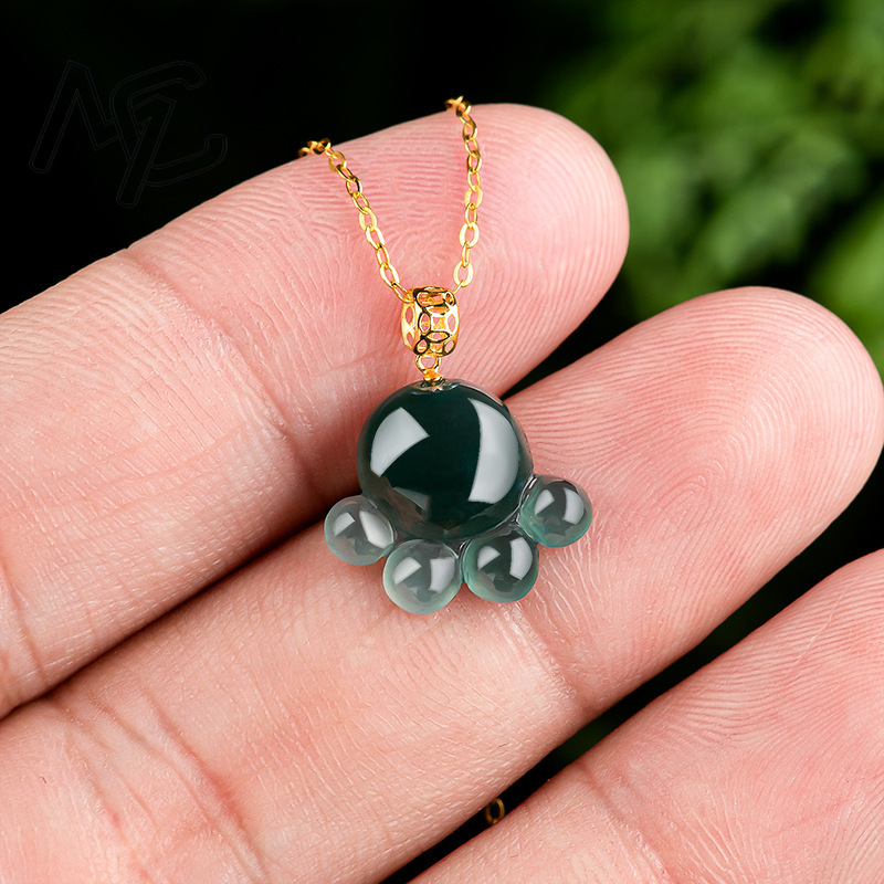 천연 진짜 에메랄드 블루 워터 제이드 고양이 발 펜던트 - Jewelry & Watches Review 리뷰 및 가격