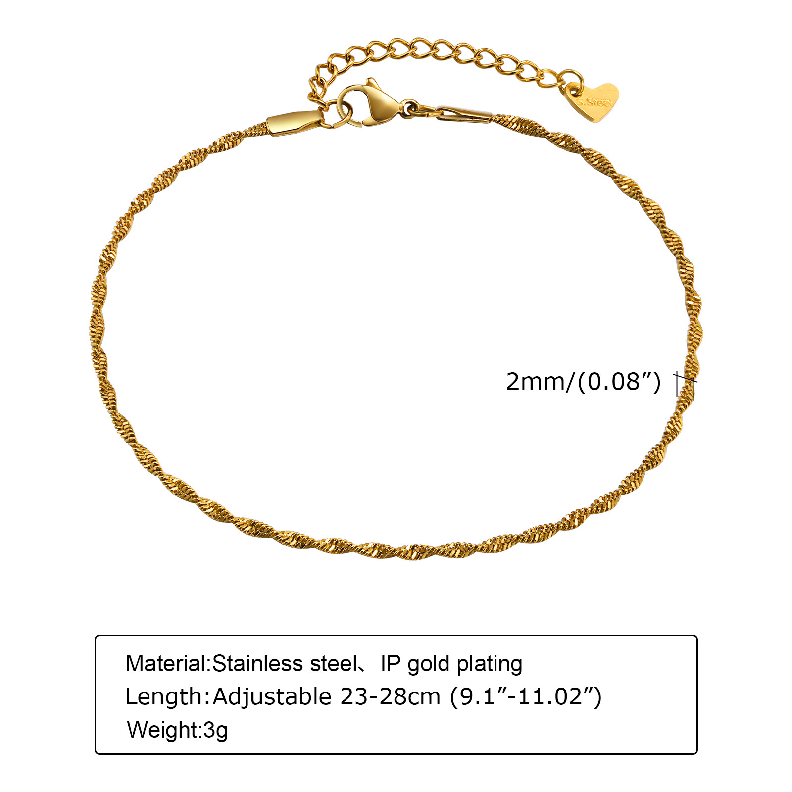 여성용 방수 스테인리스 스틸 세련된 물결 체인 발찌,  - Jc Jewelry & Watches Reviews 리뷰 및 가격